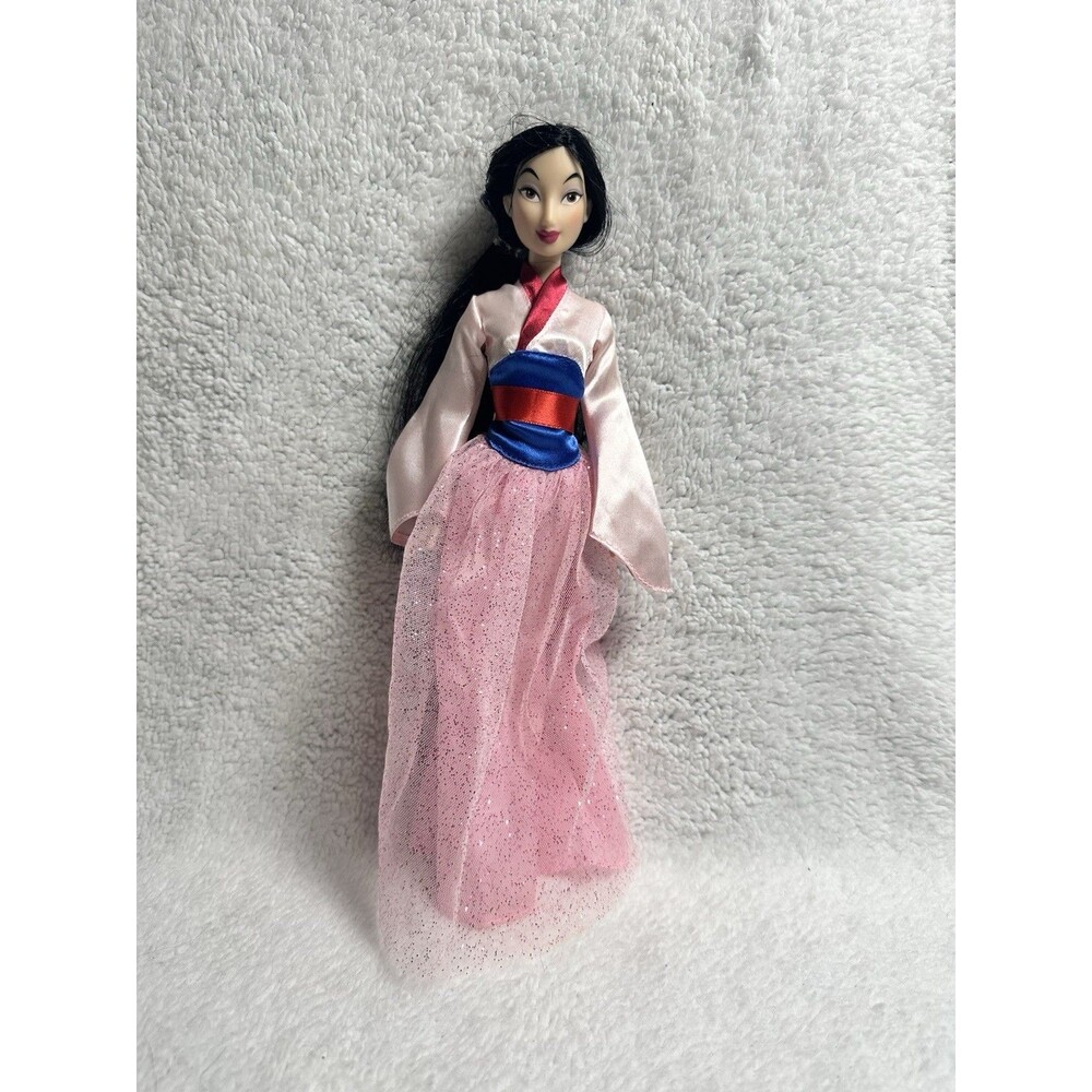 Disney Store Princess Mulan Dressed 12" Doll Pink Glitter Dress With Shoes
